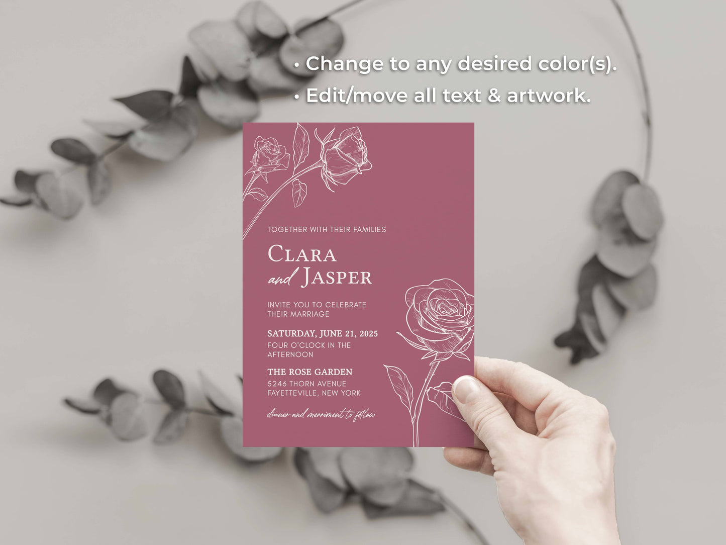 ROSE | Wedding Invitation Suite Template, Rose Modern, Editable, Printable, DIY Invitation