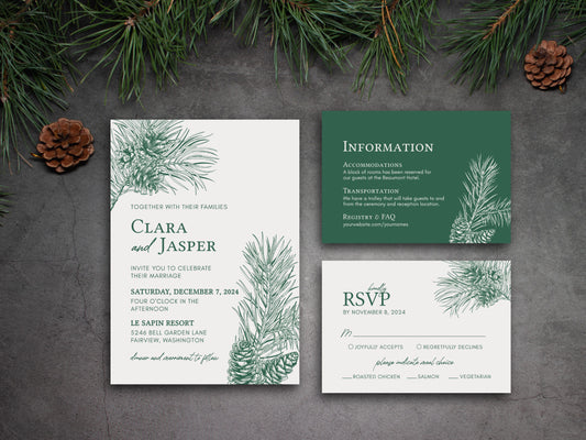 PINE | Wedding Invitation Suite Template, Pine Modern, Editable, Printable, DIY Invitation