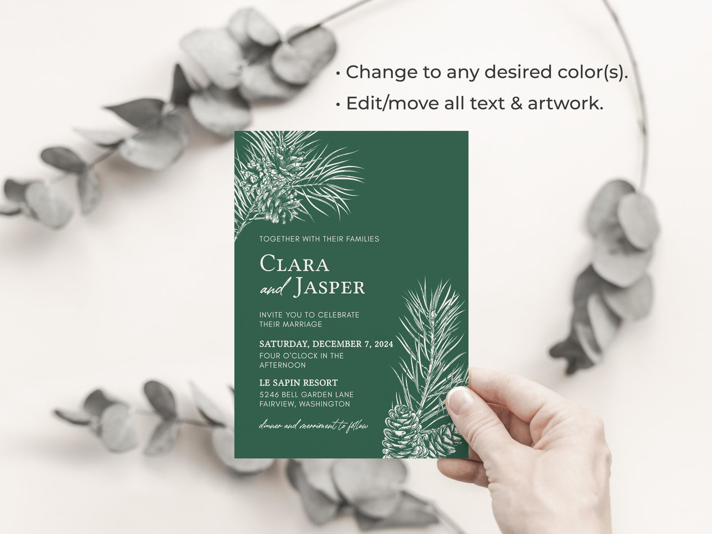 PINE | Wedding Invitation Suite Template, Pine Modern, Editable, Printable, DIY Invitation